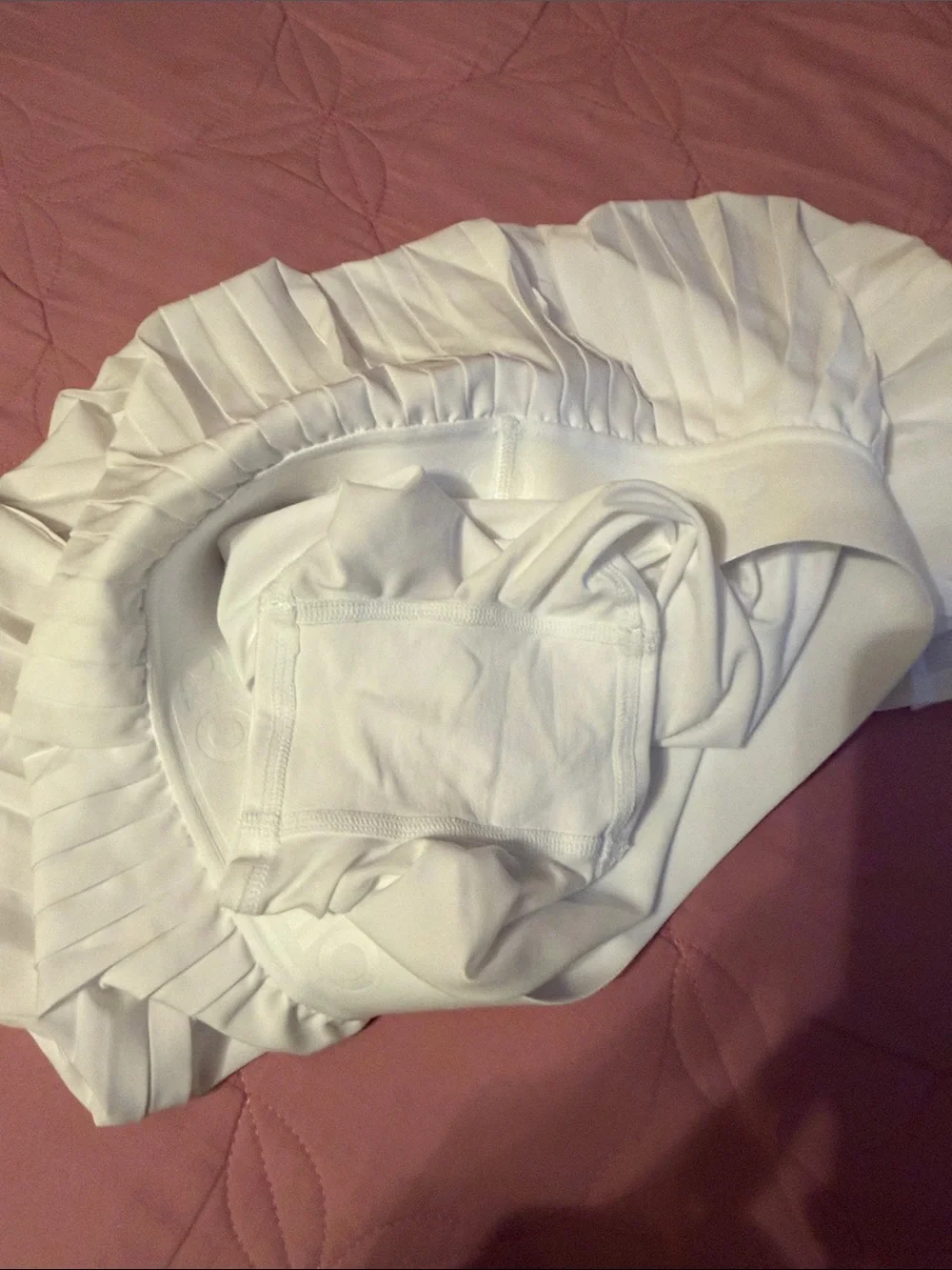 ALO Yoga White Pleated Athletic Skirt with Built-In Shorts